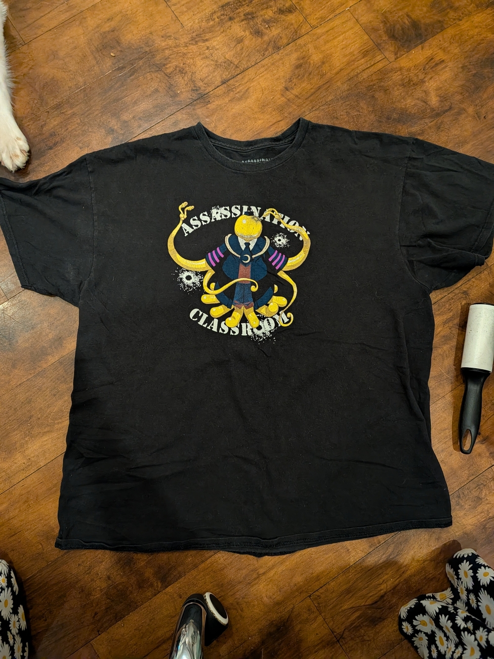 Black Graphic T-Shirt with Yellow Octopus Design